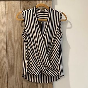 Ann Taylor Navy Stripe Draped V-Front Sleeveless Top, XS (runs slightly big IMO)